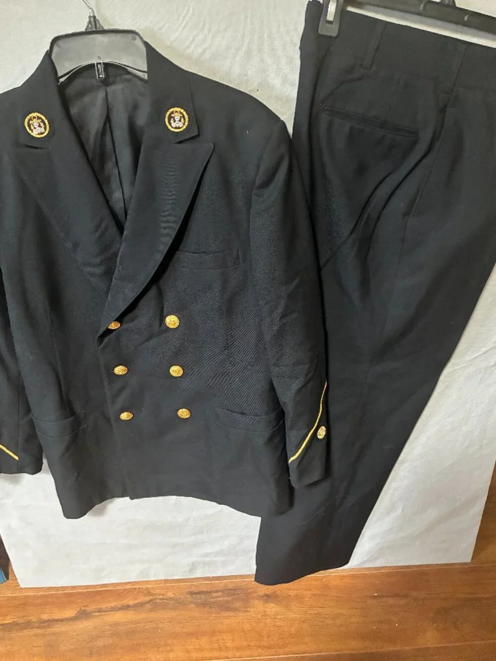Vintage Black Military Uniform - Merchant Marines - Jacket- 40R Pants 32X30.